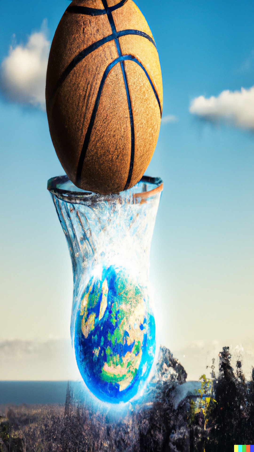 Earth basketball flying through the hoop event logo